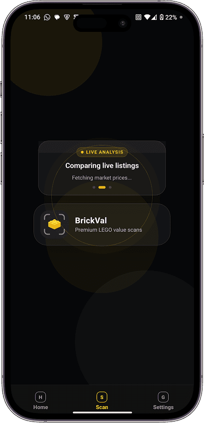 BrickVal live analysis screen